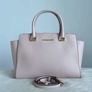 Michael Kors Pink leather career 2-way bag with Gold Hardware Winged Sides